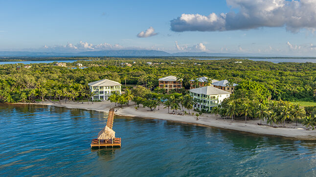 aerial photo of Marazul Belize beach front property in Placencia Belize